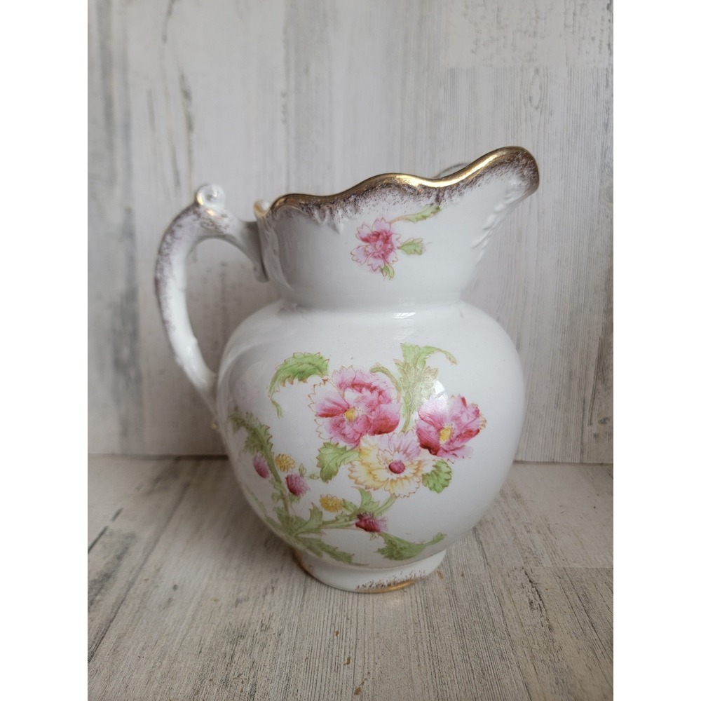 Vintage flower pitcher pink jug kitchen home decor design Victorian style